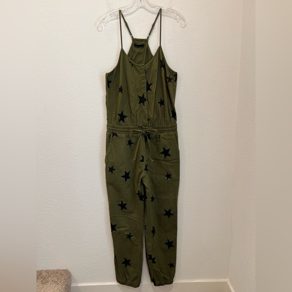 Storia Army Green Black Star Print Jumpsuit